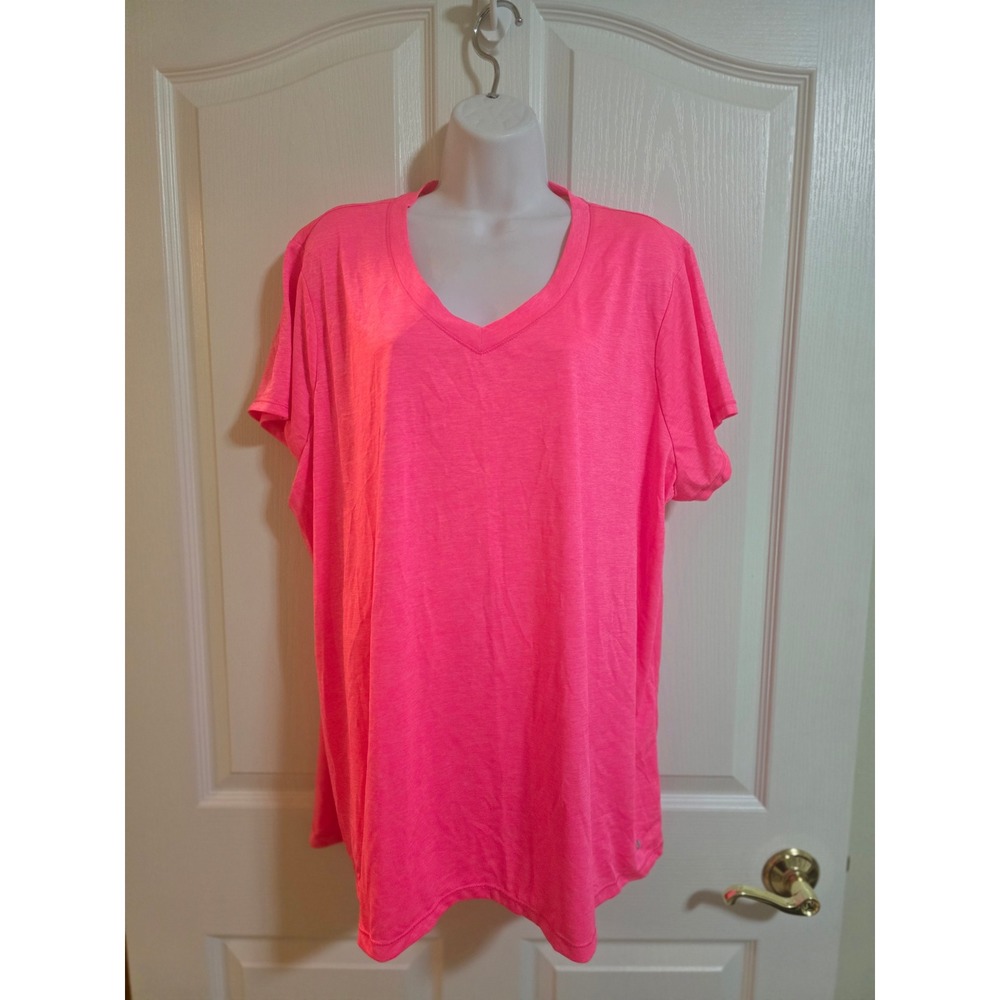 Xersion Neon Pink V-Neck Short Sleeve Tee